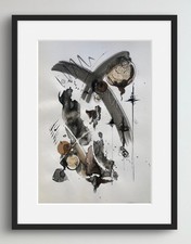 Zeitgenössisches Mixed Media Kunstwerk im minimalistischen japanischen Stil, A4 signiert