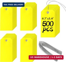 500 Pieces Plastic Shipping Tags with Wire Waterproof Hang Tags Heavy Duty Label