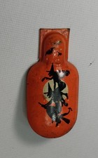 1950's Vintage Halloween Clicker, noise maker. Witch flying on broom past Moon.