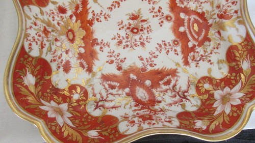PAAR ANTIKE CHAMBERLAINS WORCSTER GOLD ORANGE FLORAL 8 1/4" D X 1 3/4" H SCHALEN - Bild 5 von 7