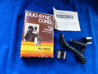 Vintage Altrex Duo-Sync Cord for Canon in original box with instructions