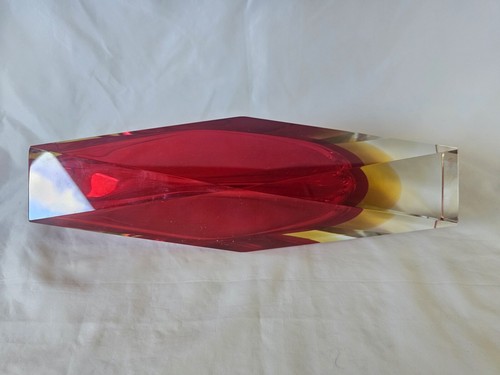 LARGE Italian Murano Sommerso red and amber tri-colour vase - Picture 21 of 23
