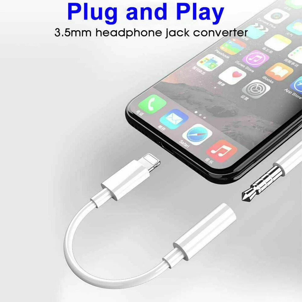 Paquete de 3 adaptadores de conector para auriculares iPhone cable auxiliar de 3,5 mm convertidor de cable para auriculares Foto 2 de 4