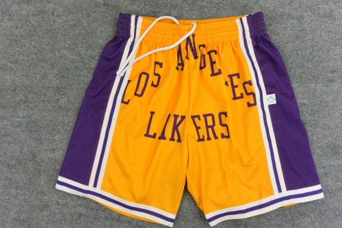 LA Lakers Shorts Mens Med Yellow Purple Hardwood Classics Mitchell & Ness