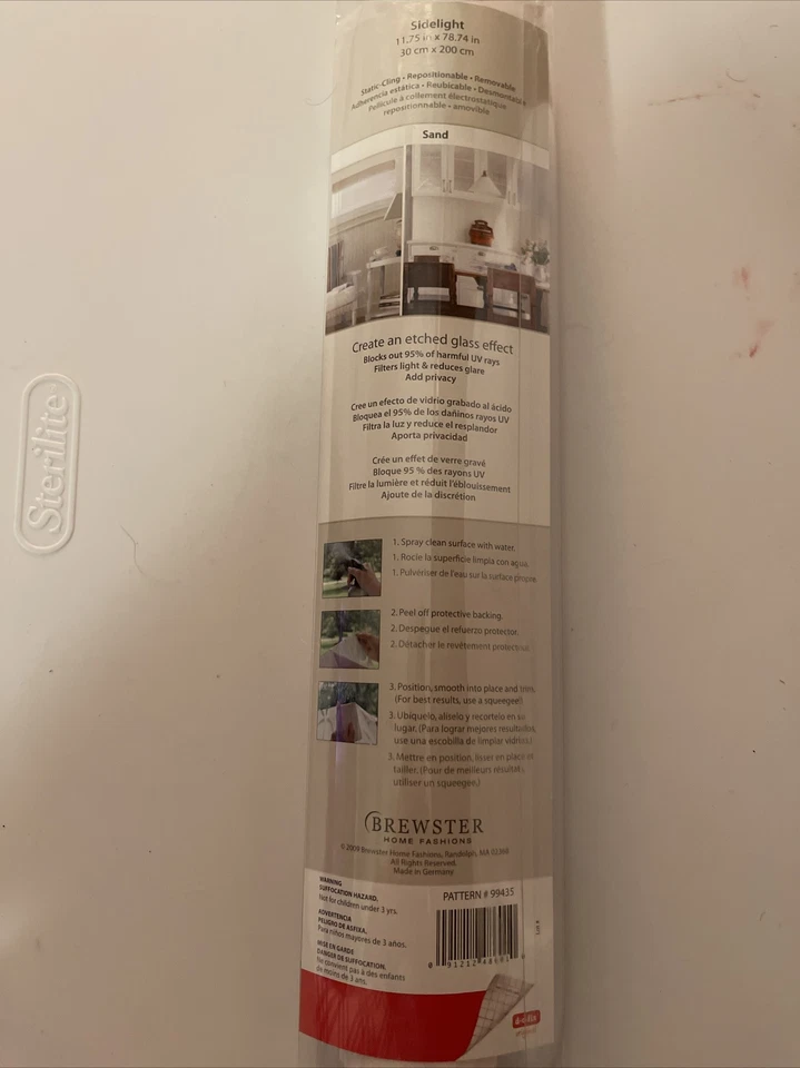 Brewster 99435 Luz Lateral Arena Privacidad Película Vidrio Adhesivo 11.75" x 78.74" Nuevo Foto 2 de 3