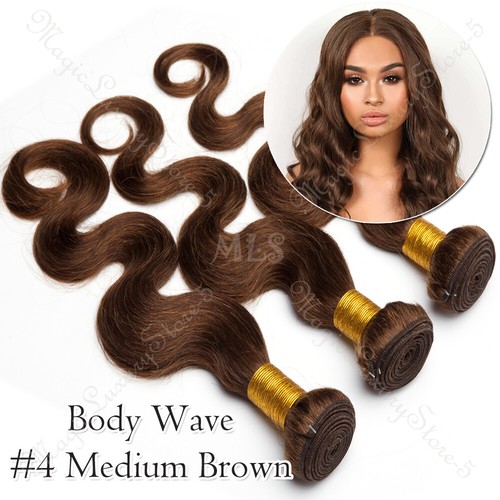 Braune brasilianische reine Echthaar-Extensions 1-4 Bündel gewebt gerade indisch USA - Bild 19 von 29