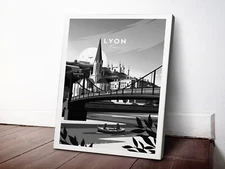 France, Lyon Traditional 40x50cm Stretched Travel Canvas Wall Art Print