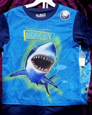 SHARK Pajamas Boy's size 10 NEW 3 piece Shirt Shorts Pants Pjs Set NWT Sharks