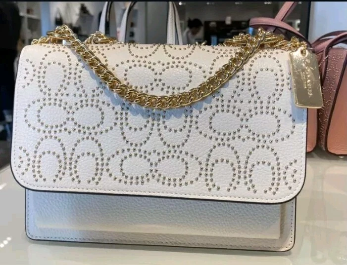 Borsa a tracolla Coach CX260 Klare nuova con etichetta con rivetti firmati raffinata pelle di ciottoli