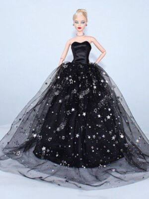 barbie black sequin dress Glamorous Black Lace & Sequin Sheer Gown Set for Barbie , 11.5