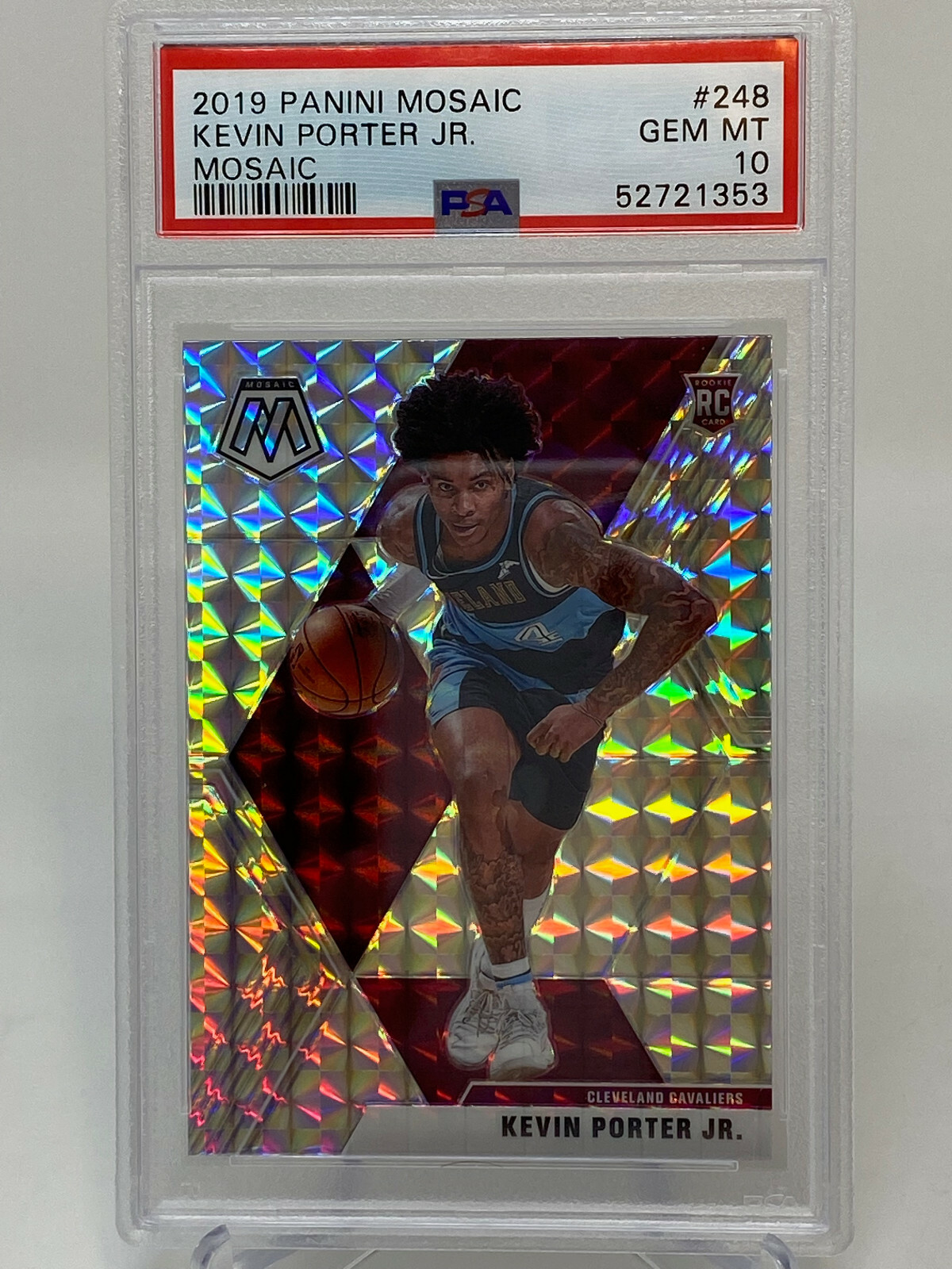 2019 Panini Mosaic #248  Kevin Porter Jr.  MOSAIC SILVER PSA 10 Rookie Card RC view 3