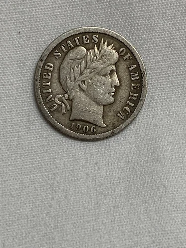 1906 Barber Dime 10cents - Silver - XF