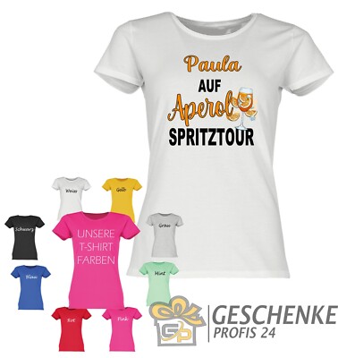 Damen T-Shirt Aperol Spritztour mit Namen Personalisiert , Sprücheshirt, Girly