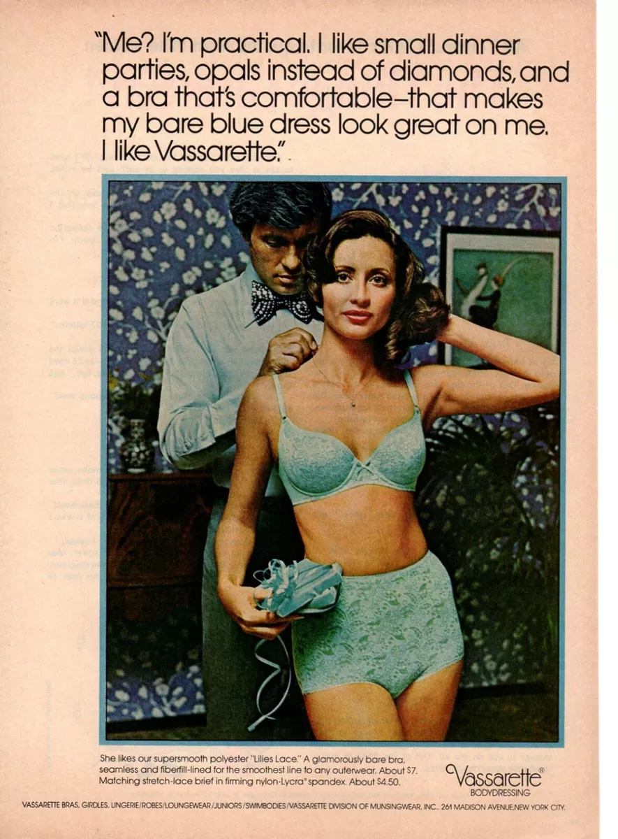 Vintage advertising print Fashion Ad Underwear Vassarette Sexy Lady Blue  1974 ad