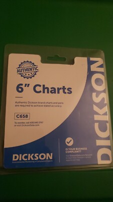 DICKSON C658 Circular Chart 6 Inches, 0 to 100F, 24 Hr, 60 pack