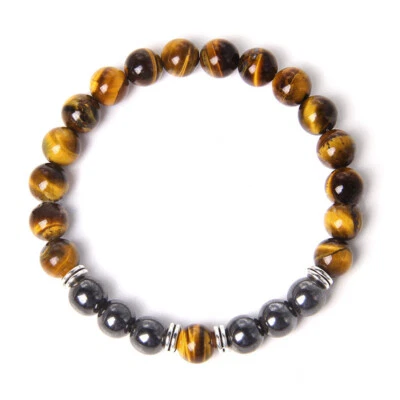 Stress Relief Tigers Eye Obsidians Mens Bracelets 8mm Beads Energy Healing Gifts