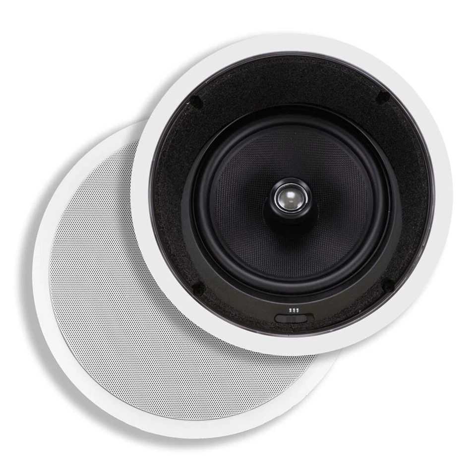 Pair 160W 2 Way 8" In Ceiling Wall Audio Speakers 8 ohms with Angled Drivers - Image 2 of 4