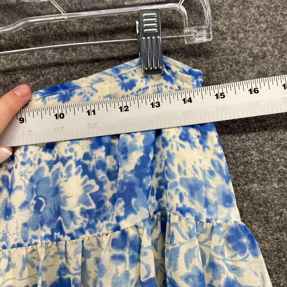 Falda Chaps Mujer 4 Azul Rayas Línea A Midi Forrada Cremallera tiro medio Informal Foto 3 de 4