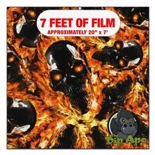 Hydrographic film Platinum Fire Skulls hydro dipping 7' x 20" hydro dip
