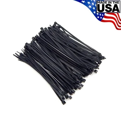 BOWERS TOOL CO. Zip Cable Ties 5" 40lbs 100pc UV Black Made in USA Nylon Wire Tie Wraps