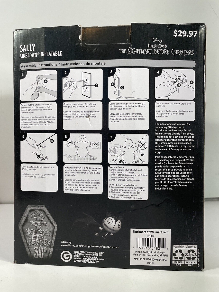 Disney Nightmare Before Christmas Sally Airblown Inflatable 5ft