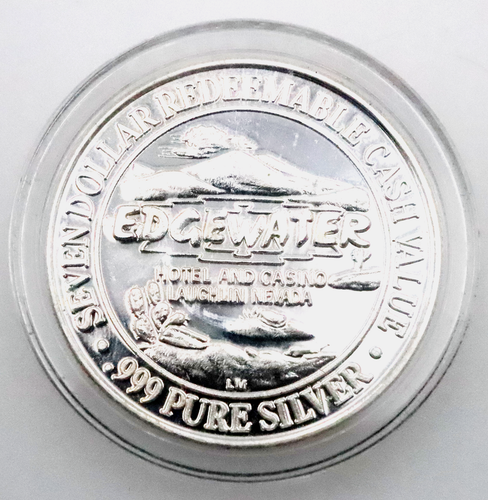 Edgewater Hotel/Casino - Laughlin, Nevada - Ficha de plata pura de $7 - Imagen 2 de 2