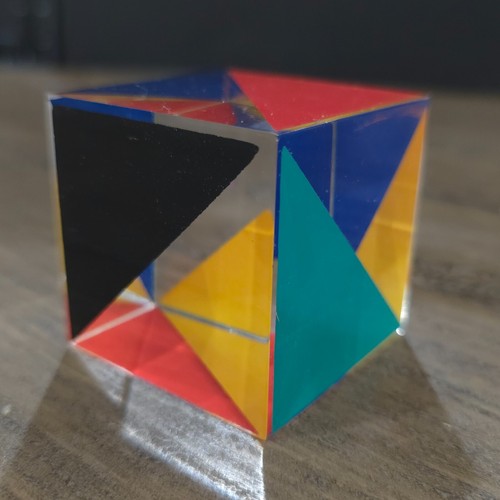 Vintage Plexiglas Acryl Briefbeschwerer MCM Mid Century Farbe Skulptur Kunst Geo Würfel - Bild 10 von 12