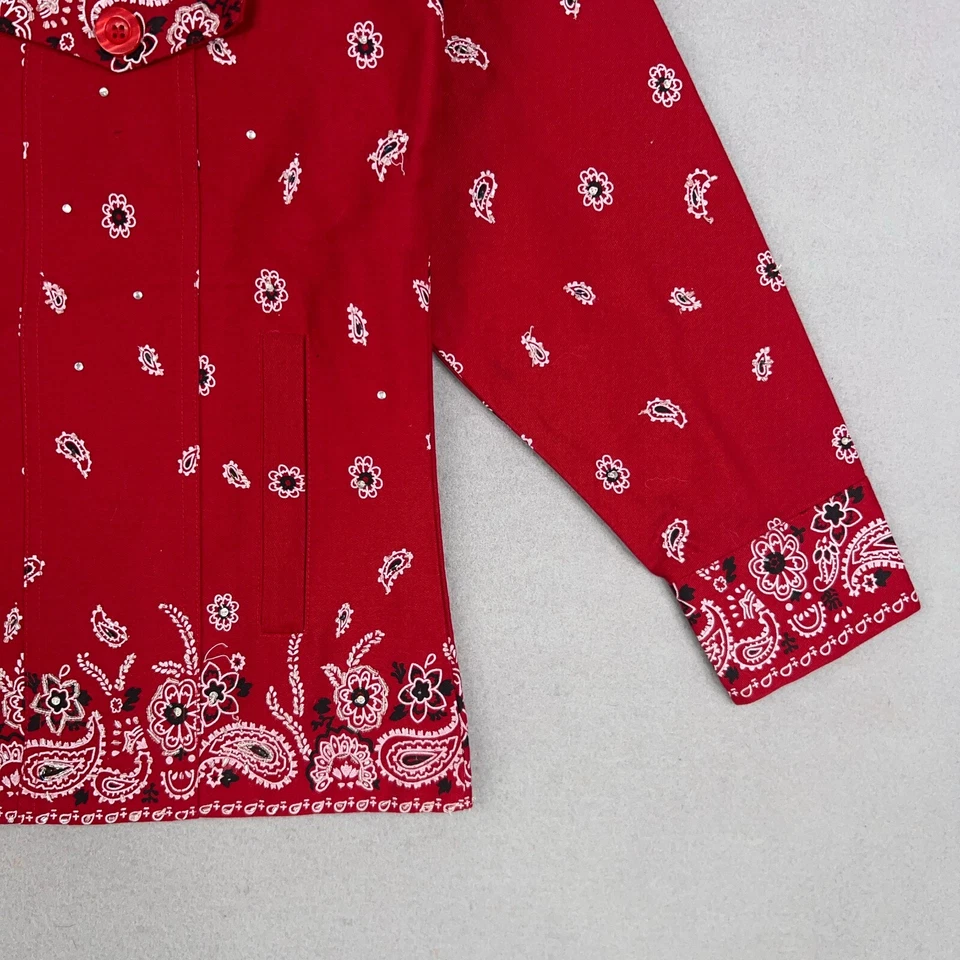 Quacker Factory Jacket Womens Small Bandana Handkerchief Beaded Bling Western - Image 4 of 4