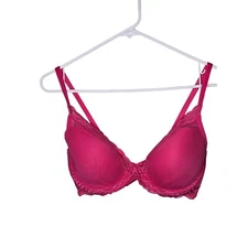 Natori Hot Pink Padded Lace Underwire Bra SZ 36D