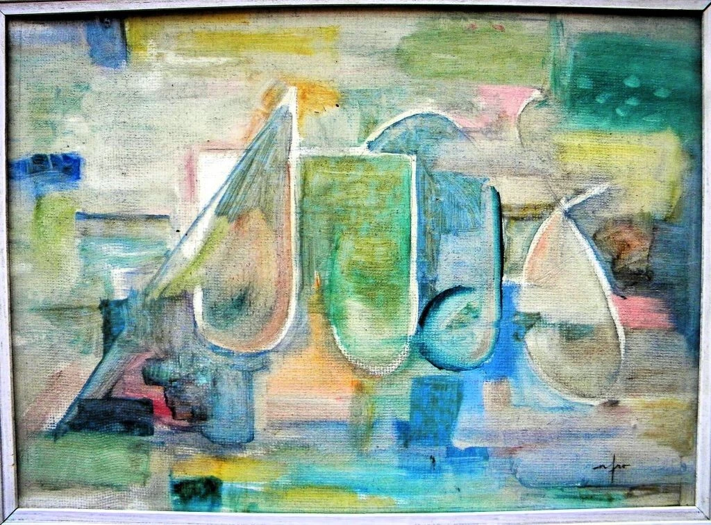 AFRO BASALDELLA ITALIA 1912-1976 EXCELENTE COMPOSICION ABSTRACTA O/T 49X38 CMS