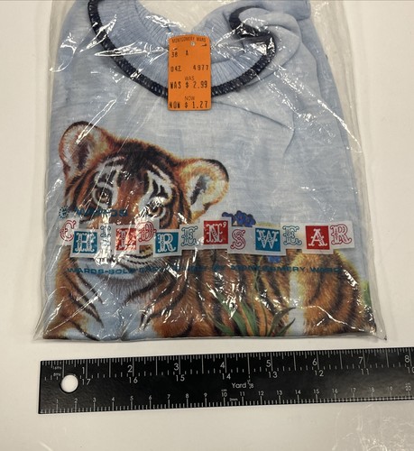 Vintage Montgomery Wards Children’s Wear PJ’s Pajamas Tiger Print Clothing NEW - Picture 7 of 8