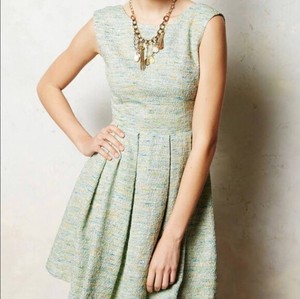 Anthropologie Paper Crown Pleated Tweed Dress Med Green Ebay