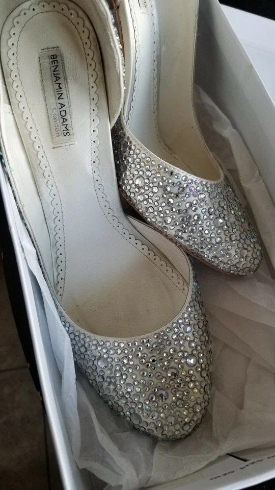 Свадебные туфли Benjamin Adams GAGA цвета слоновой кости кожа кристалл Swarovski размер 40 США 9 - Изображение 3 из 4