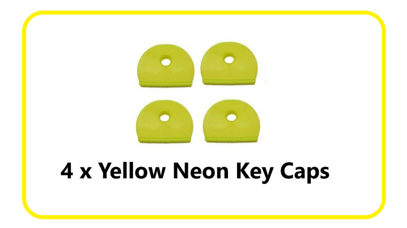 4 x Yellow Neon Key Caps Cover Key Cover Caps Keyring Cover Colourful