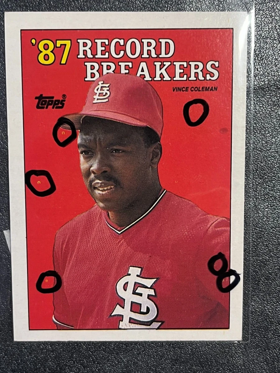 1988 Topps Baseball Card 1 Vince Coleman Near Mint Error Card Yellow Spots 6