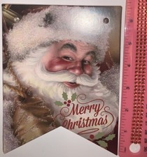 Christmas Decor Holiday Vintage Style Flag Style Die Cut Cardboard 5 X 7