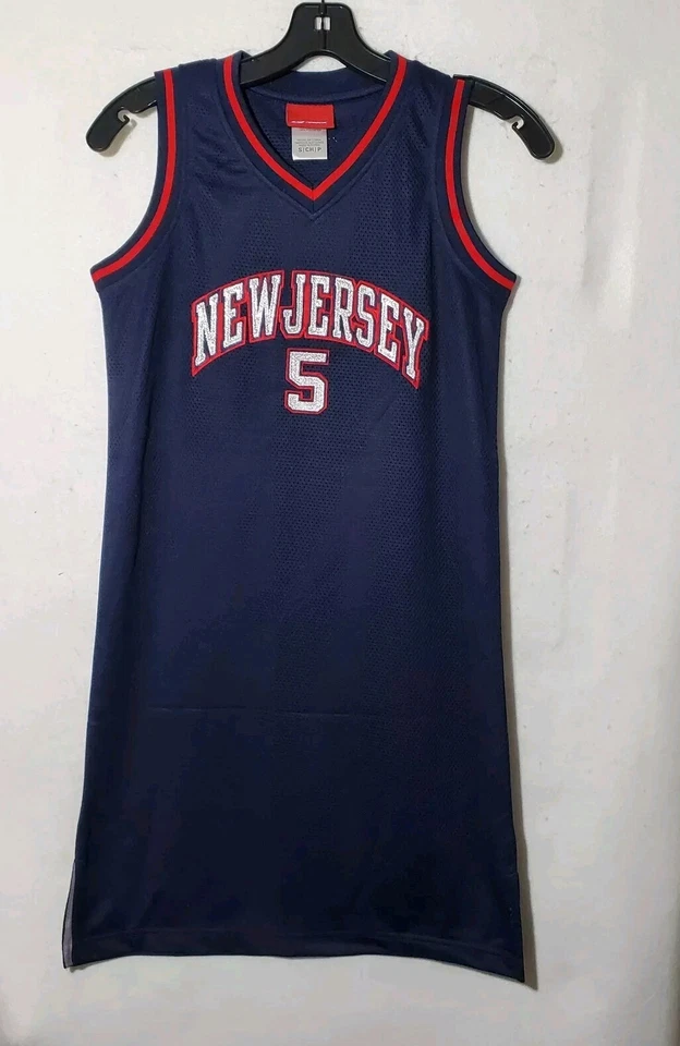 Nuevo vestido pequeño Reebok New Jersey Nets JASON KIDD #5 estilo jersey cosido para mujer Foto 3 de 4