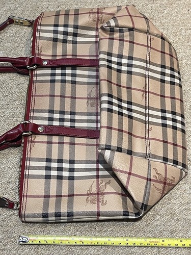 Burberry Large Beige Haymarket Check Salisbury Tote Bag with Red Handle - 第 10/20 張圖片