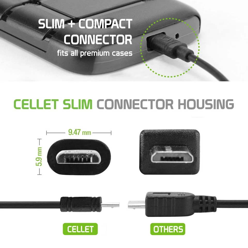 Cellet Hi-Powered 10W / 2.1 Amp Home Charger (Micro USB cable included) - Black - Image 3 of 4