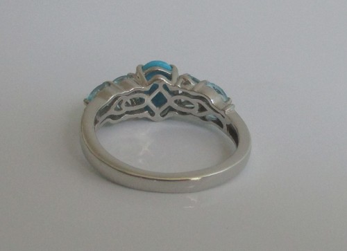 Size 8 Ring Sleeping Beauty Turquoise Paraiba Apatite 925 Sterling Silver D'Joy - Picture 7 of 9