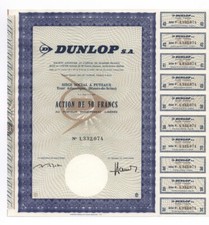 DUNLOP S.A. – Akcje powyżej 50 franków, Paryż, 1971 – znany producent opon samochodowych