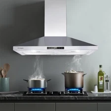30inch Wall Mount Range Hood 450CFM Stainless Steel 3-Speed Touch Control w/LEDs
