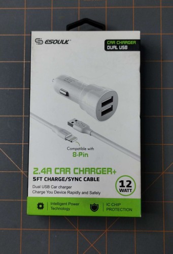 2.4A Car Charger+ 5FT Charge/SYNC cable - New - 第 1/2 張圖片