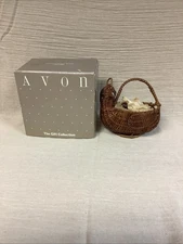 Vintage Avon Gift Miniature Wicker Basket Partridge New in Box