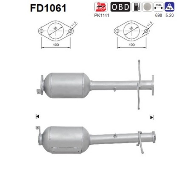 AS DPF RußPartikelfilter Dieselpartikelfilter FD1061 Cordierit FüR Ford Tourneo-image