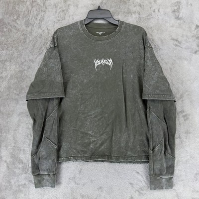 YoungLA Long Sleeve Mens M 8006 Green Double Layer Waffle Knit EUC