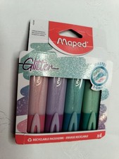 Maped Pastel Glitter Highlighters Assorted Colours 4pk