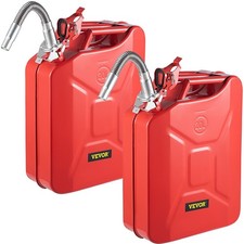 20L Double Red Rigid Steel Fuel Can with Flexible Spout Ergonomic Handle