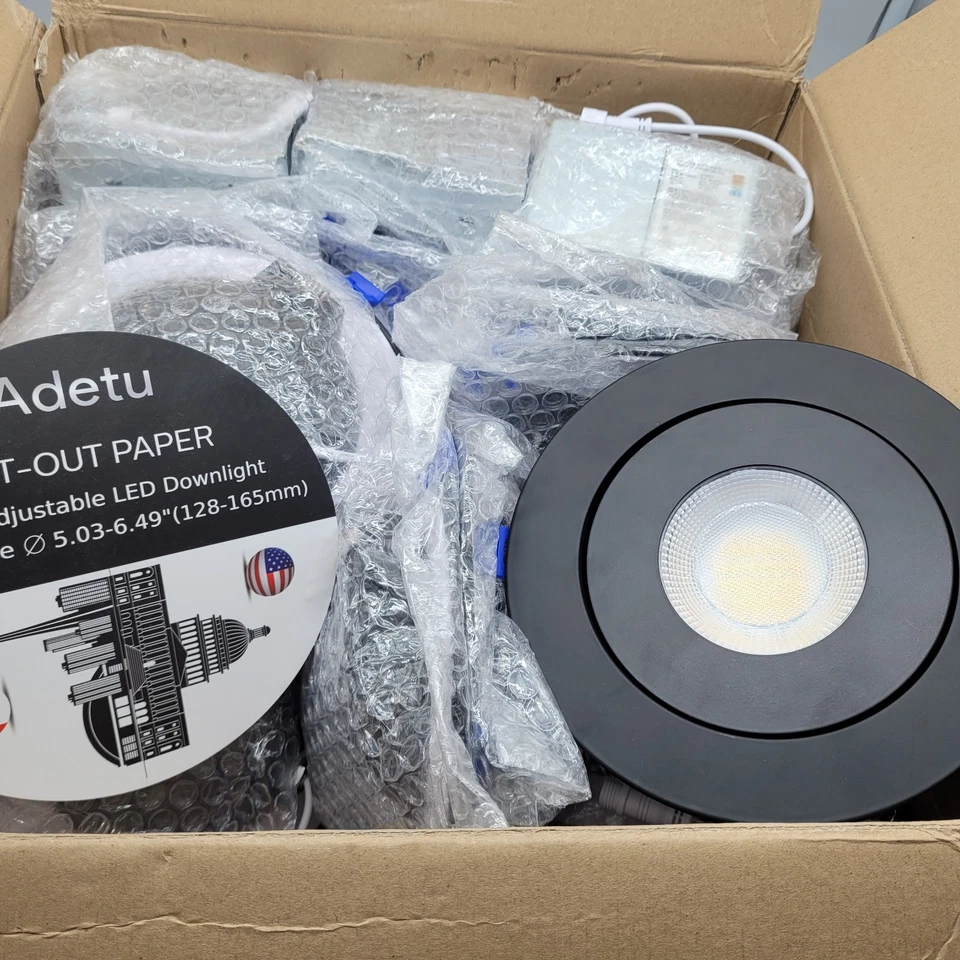 Adetu 6" LED Gimbal Recessed Light Black 12 Pack 5CCT Dimmable w/ J-Box 360° - Image 4 of 4