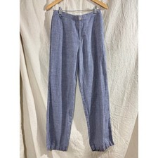 Uniqlo Ines De La Fressange Cotton Linen Blue Check Pants Small Soft Casual